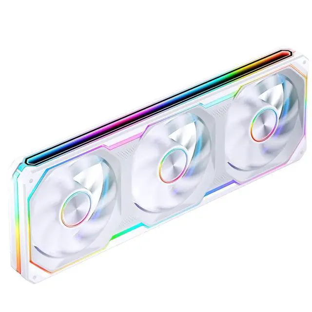 Alt view image 6 of 7 - XA-360W PC Case Fan, Silent Computer Fan,Dual-Light Effect, Switch At Will,All-in-One, Single Frame Unit with3x120mm ARGB Fans,3Pin ARGB, Fan 2400RPM,28MM Thick,White