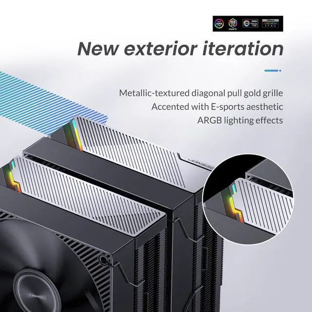 Alt view image 2 of 7 - CA90 Black Dual-Tower CPU Cooler,Mute Series air Cooling,CPU Fan H159mm,130mm PWM Fan CPU Air Cooler,6 Copper Heat Pipes Radiator, AM5/AM4/ Intel LGA115X/1200/1700/1851,D-TDP 270W