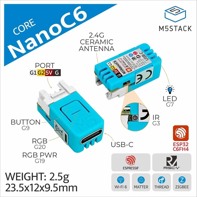 Alt view image 2 of 7 - M5Stack Official NanoC6 Dev Kit