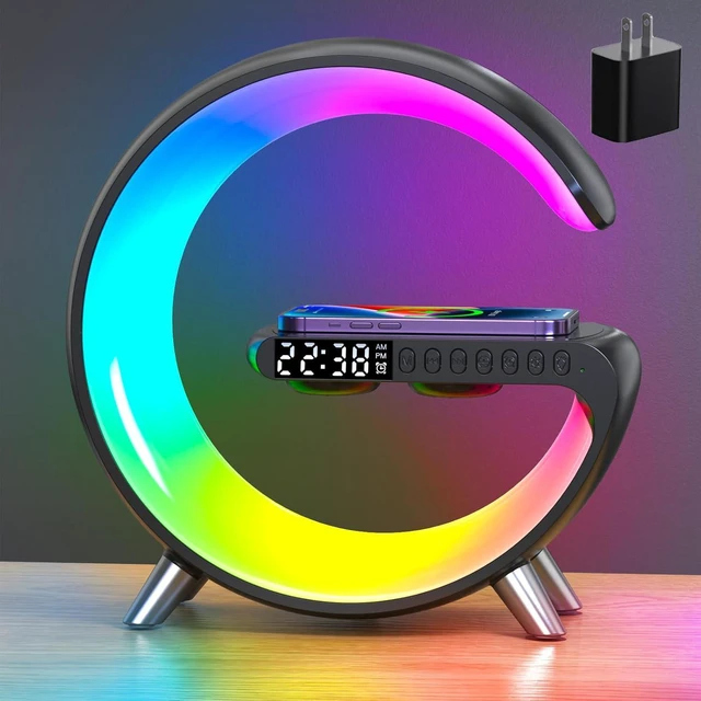 Main image of 4 In 1 Smart LED Table Lamp, Alarm Clock, Wireless Charger, Night Light, Bluetooth Speaker with App Control, Bedside Lamp for Bedroom, Office, Home Decor, Family, Girls Boys Birthday Festival Gifts