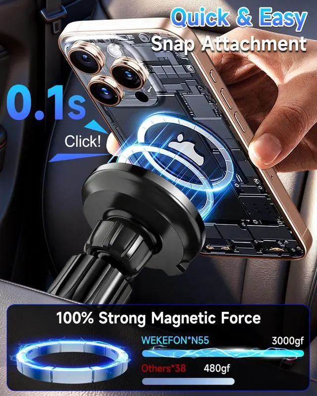 Alt view image 3 of 7 - for MagSafe Car Mount Charger 15W Fast Magnetic Wireless Car Charger Holder