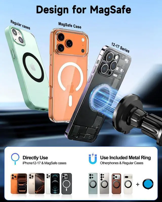 Alt view image 5 of 7 - for MagSafe Car Mount Charger 15W Fast Magnetic Wireless Car Charger Holder