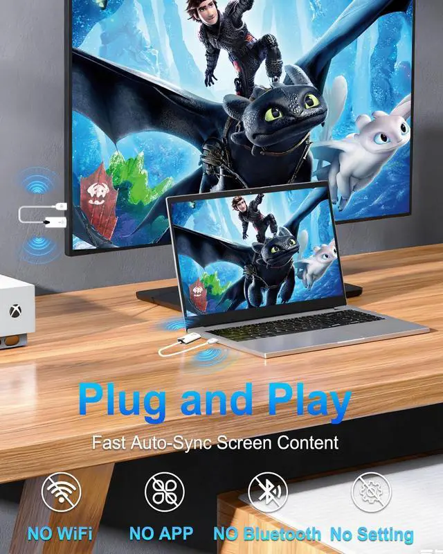 Alt view image 2 of 7 - 2026 Upgrade Wireless HDMI Transmitter and Receiver 328FT/100M, 4K Decode 1080P@60Hz Ultra HD Extender Kit Display Adapter, Plug & Play 5G+2.4G for Video/Audio to Monitor from TV Box/Laptop/Projector