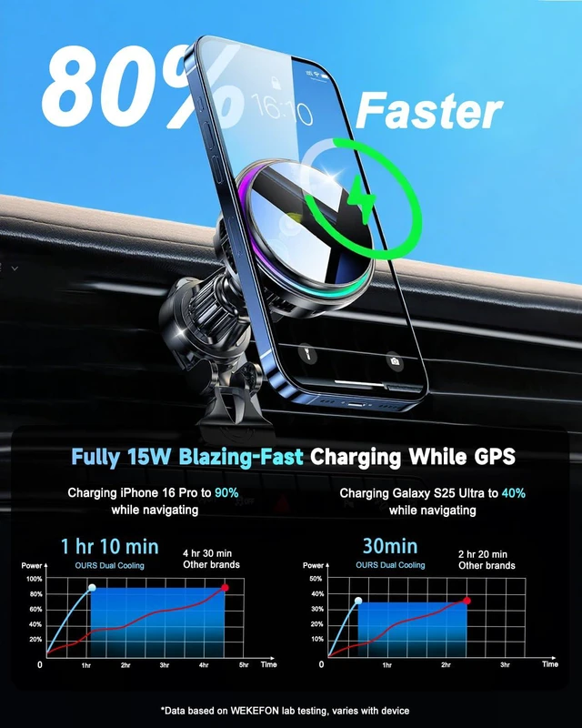 Alt view image 3 of 7 - for MagSafe Car Mount Charger TEC Fan Cooling Magnetic Wireless Car Charger