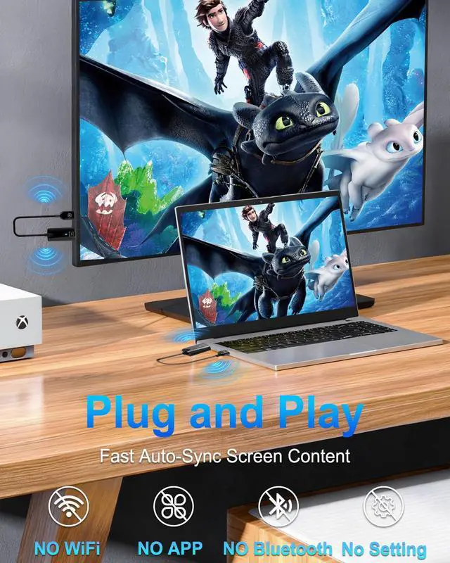 Alt view image 2 of 7 - 2026 Upgrade Wireless HDMI Transmitter and Receiver 328FT/100M, 4K Decode 1080P@60Hz Ultra HD Extender Kit Display Adapter, Plug & Play 5G+2.4G for Video/Audio to Monitor from TV Box/Laptop/Projector