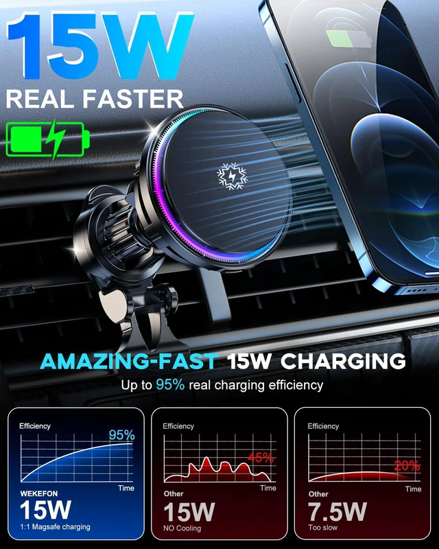 Alt view image 4 of 7 - for MagSafe Car Mount Charger TEC Fan Cooling Magnetic Wireless Car Charger