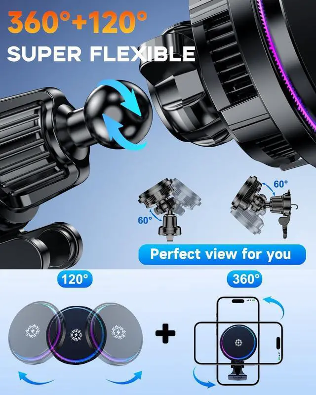 Alt view image 7 of 7 - for MagSafe Car Mount Charger TEC Fan Cooling Magnetic Wireless Car Charger