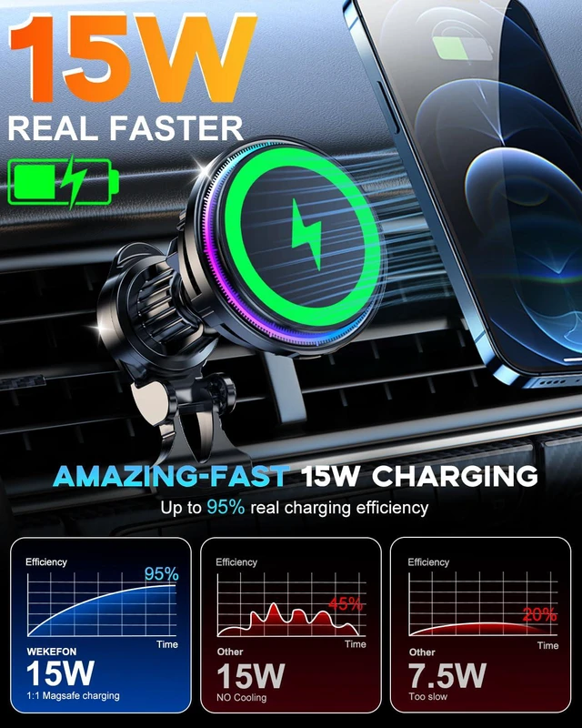 Alt view image 5 of 7 - for MagSafe Car Mount Charger TEC Fan Cooling Magnetic Wireless Car Charger