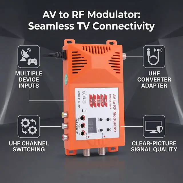 Alt view image 2 of 7 - Coaxial UHF Converter RF Modulator (US Plug)