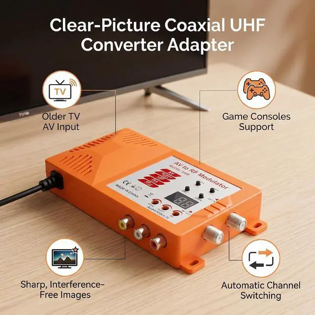 Alt view image 3 of 7 - Coaxial UHF Converter RF Modulator (US Plug)