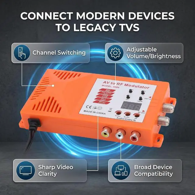 Alt view image 6 of 7 - Coaxial UHF Converter RF Modulator (US Plug)
