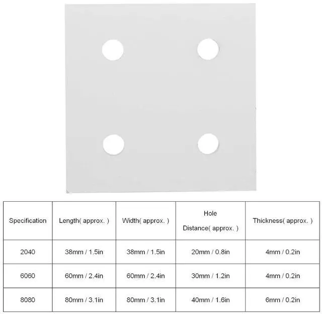 Alt view image 5 of 7 - 5Pcs 4Hole Vertical Connecting Plate Aluminium Extrusion Profile Joining Board (8080)