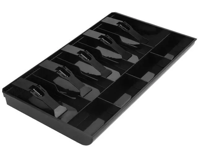 Main image of Five Grids Casrawer Register Insert Tray Cashier Tidy Storage Safe Box (Black)