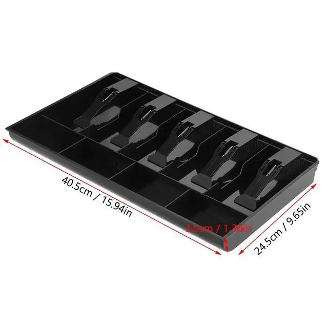 Alt view image 5 of 7 - Five Grids Casrawer Register Insert Tray Cashier Tidy Storage Safe Box (Black)