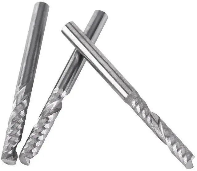 Alt view image 2 of 7 - 10pcs 3.17515MM Single Flute Tungsten Carbide End Mills CNC Bits for Wood Acrylic Cutting