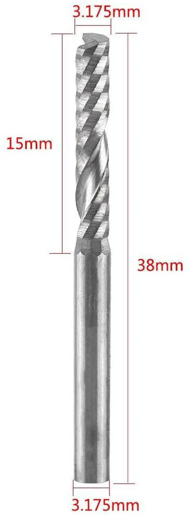 Alt view image 3 of 7 - 10pcs 3.17515MM Single Flute Tungsten Carbide End Mills CNC Bits for Wood Acrylic Cutting