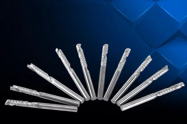 Alt view image 6 of 7 - 10pcs 3.17515MM Single Flute Tungsten Carbide End Mills CNC Bits for Wood Acrylic Cutting