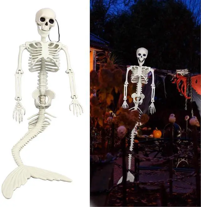 Alt view image 2 of 7 - Life Size Skeleton Mermaid Halloween Outdoor Decorations Movable Posable Joints Full Body Skeleton Mermaid Props