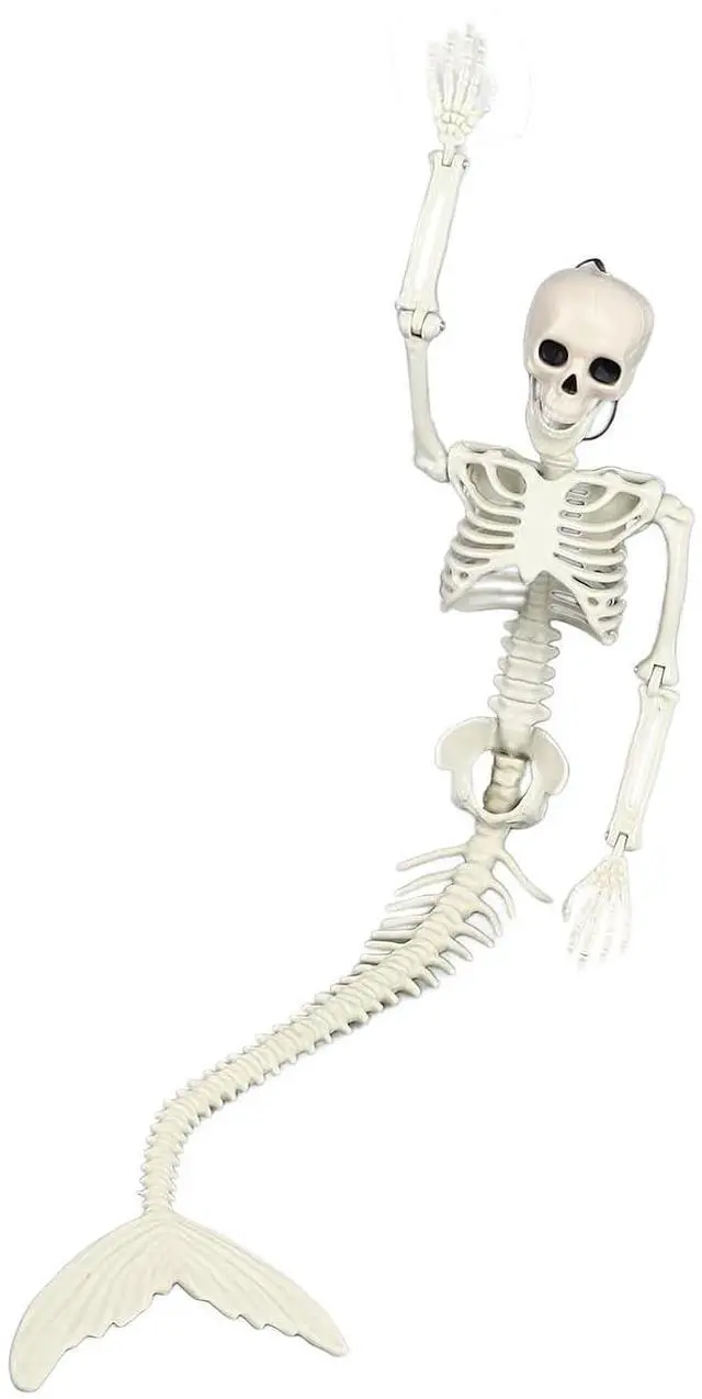 Alt view image 3 of 7 - Life Size Skeleton Mermaid Halloween Outdoor Decorations Movable Posable Joints Full Body Skeleton Mermaid Props