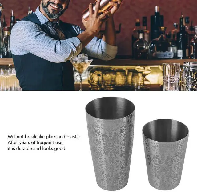 Alt view image 3 of 7 - Stainless Steel Cocktail Shaker Engraved Martini Shaker Silver Japanese Bar Mixer, Stainless Steel, Suitable for Bar (Bottomless)