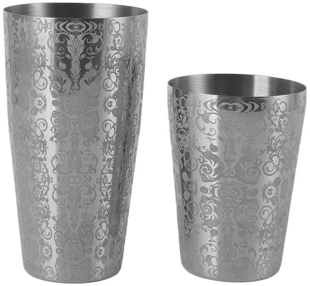 Alt view image 5 of 7 - Stainless Steel Cocktail Shaker Engraved Martini Shaker Silver Japanese Bar Mixer, Stainless Steel, Suitable for Bar (Bottomless)