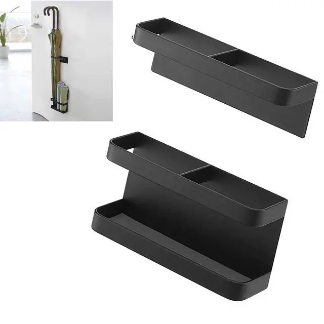 Alt view image 3 of 7 - Magnetic Umbrella Stand No Punching Height Adjusting Wall Mounted Umbrella Holder Rack Hotel Hallway (Black)