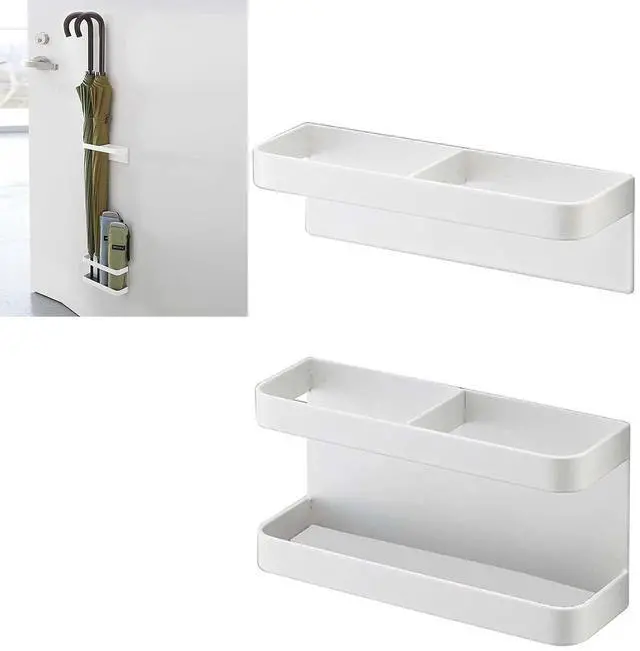 Alt view image 4 of 7 - Magnetic Umbrella Stand No Punching Height Adjusting Wall Mounted Umbrella Holder Rack Hotel Hallway (Elegant White)