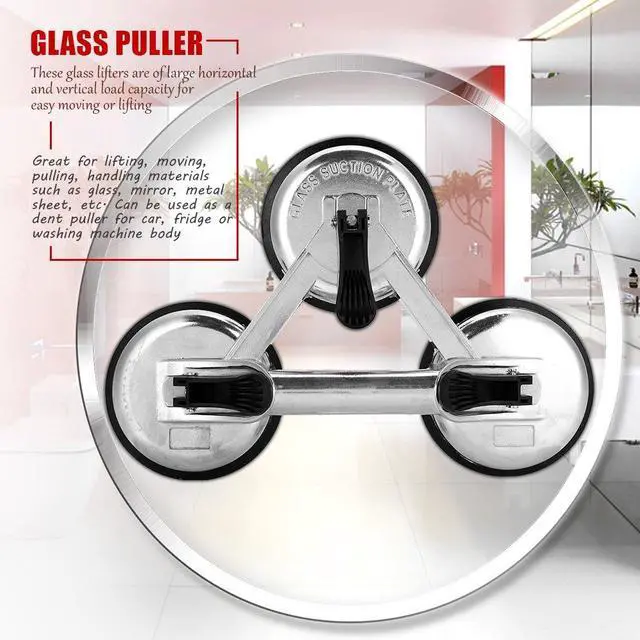 Alt view image 4 of 7 - Aluminum Alloy 3 Plates Vacuum Suction Cup Glass Lifter Puller for Moving Glasses Tiles Mirrors