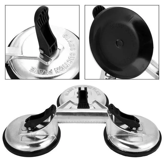 Alt view image 6 of 7 - Aluminum Alloy 3 Plates Vacuum Suction Cup Glass Lifter Puller for Moving Glasses Tiles Mirrors