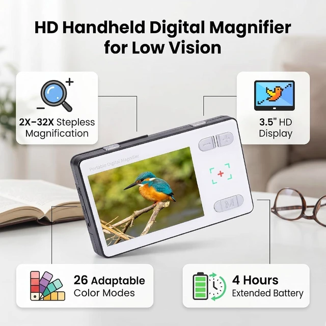 Alt view image 3 of 7 - 3.5 Inch Digital Magnifier, for Low Vision Seniors Kids