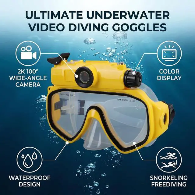 Alt view image 3 of 7 - Diving Goggles with Camera,15M Water Proof, 2K 50MP