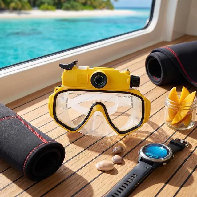 Alt view image 5 of 7 - Diving Goggles with Camera,15M Water Proof, 2K 50MP