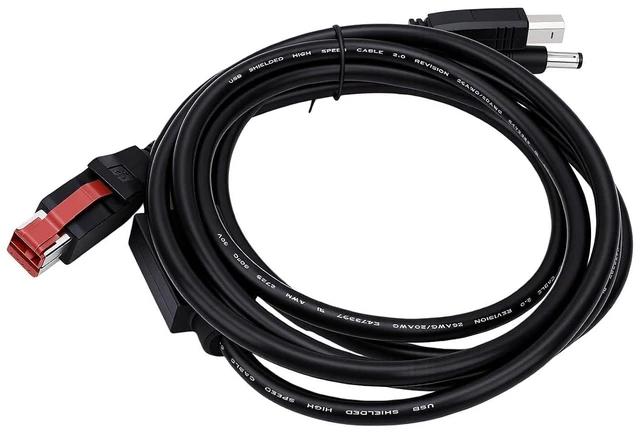 Main image of USB Printer Cable, Y Splitter Cable, USB B Male, 5.5x2.5mm