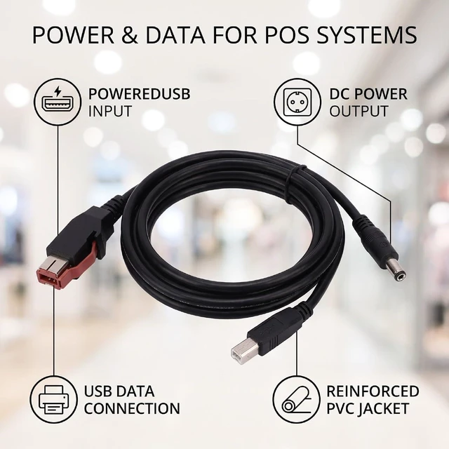 Alt view image 3 of 7 - USB Printer Cable, Y Splitter Cable, USB B Male, 5.5x2.5mm
