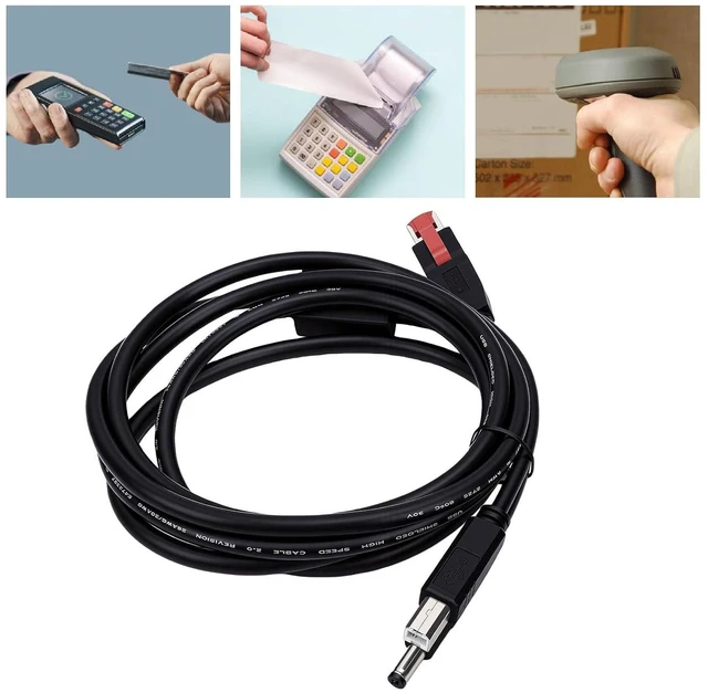 Alt view image 6 of 7 - USB Printer Cable, Y Splitter Cable, USB B Male, 5.5x2.5mm