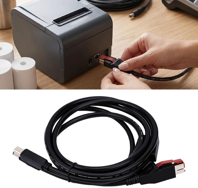 Alt view image 5 of 7 - USB Printer Cable, Y Splitter Cable, USB B Male, 5.5x2.5mm