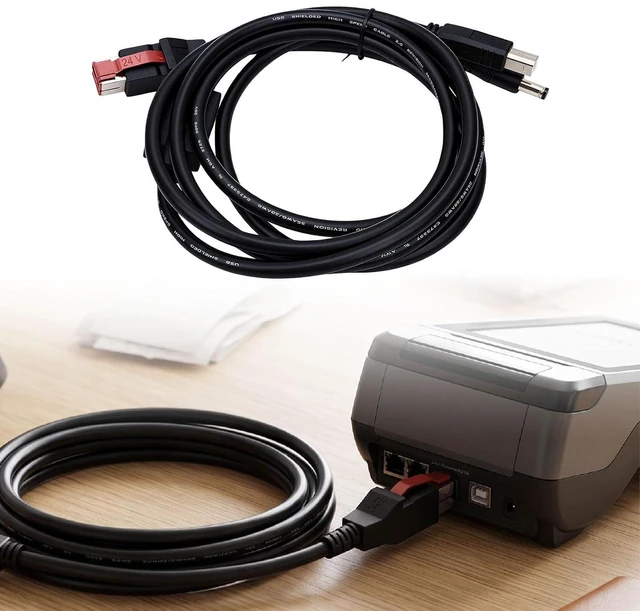 Alt view image 7 of 7 - USB Printer Cable, Y Splitter Cable, USB B Male, 5.5x2.5mm
