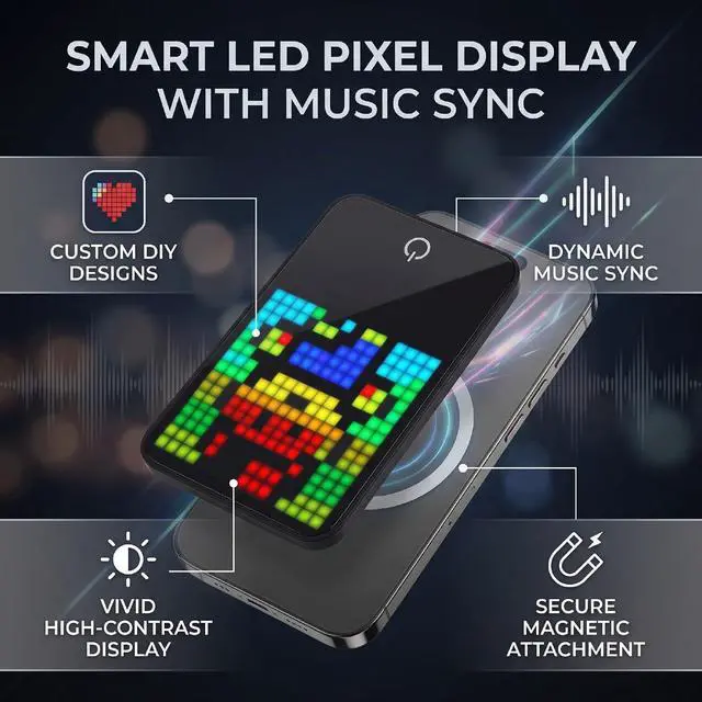 Alt view image 2 of 7 - Magnetic LED Pixel Display with Bluetooth APP Control