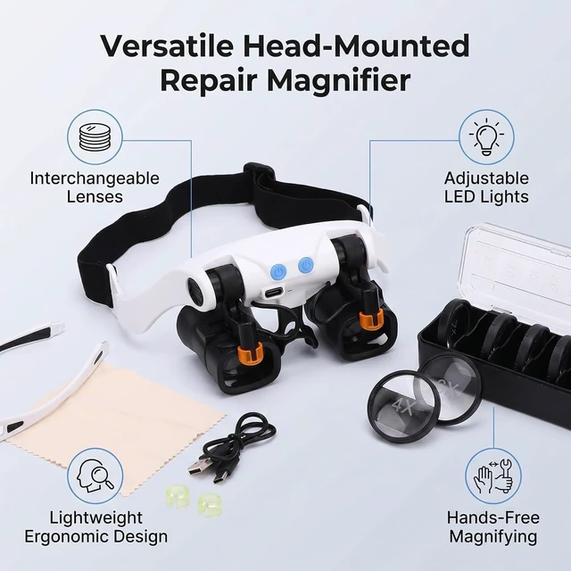 Alt view image 6 of 7 - Headband Magnifying Glass with Light