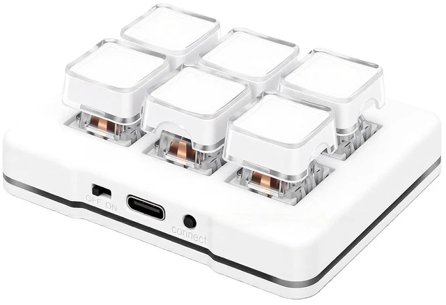 Main image of Programmable Macro Keyboard, One Handed Keyboard, Gaming Keypad (White)