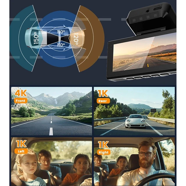 Alt view image 3 of 7 - 4 Camera Car Security Recorder, High Definition Dash Cam, Dash Camera for Cars