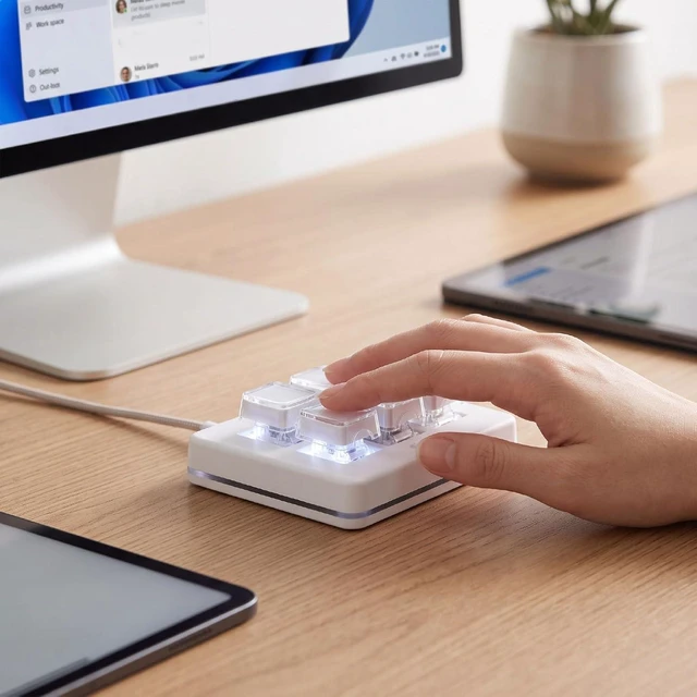 Alt view image 4 of 7 - Programmable Macro Keyboard, One Handed Keyboard, Gaming Keypad (White)