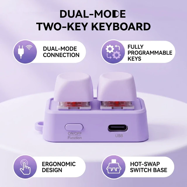 Alt view image 2 of 7 - Bluetooth Page Turner Keyboard, 2 Key Customizable