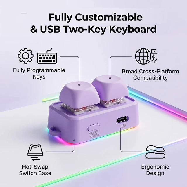 Alt view image 5 of 7 - Bluetooth Page Turner Keyboard, 2 Key Customizable