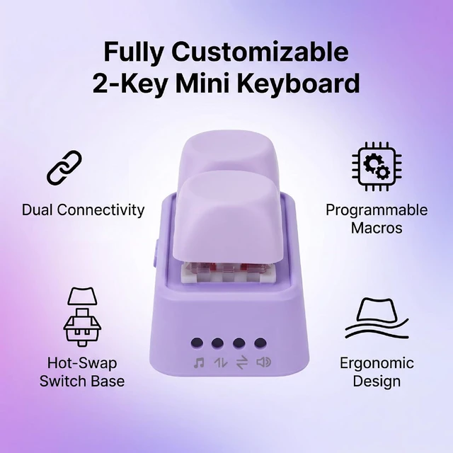 Alt view image 6 of 7 - Bluetooth Page Turner Keyboard, 2 Key Customizable