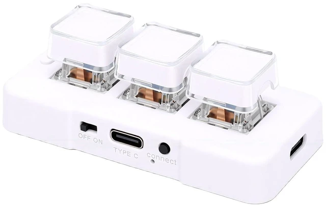 Main image of 3 Key Keypad, Wired Bluetooth Macro Keyboard (White)