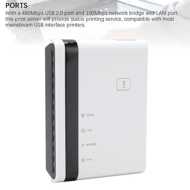 Alt view image 4 of 7 - Print Server, Wireless Print Server, USB, Wired Wireless (US Plug)
