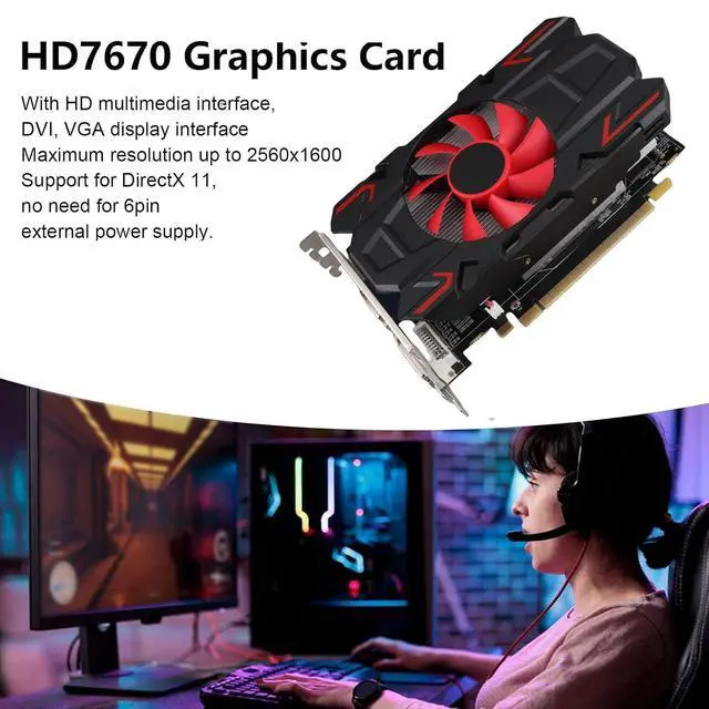 Alt view image 3 of 7 - Graphics Card for PC, HD7670 Video Card, Computer Graphics (HD7670 4GB DDR5)