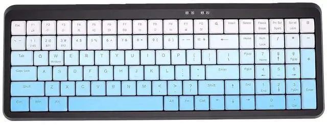 Main image of Wireless Keyboard, Ergonomic Keyboard with Numeric Keypad, Quiet Typing, Dual Mode 2.4G BT, Ultra Slim, for Office Library (Dual Mode Black Blue Gradient Color)