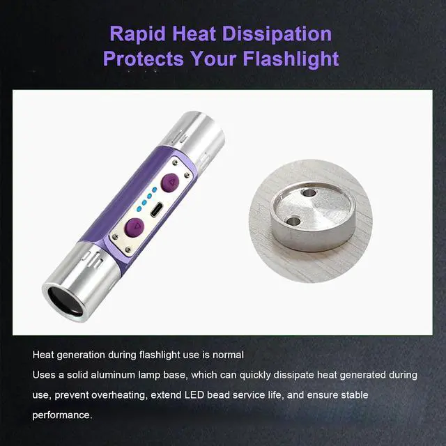 Alt view image 5 of 7 - Black Light Flashlight Detector, Multi Functional for Jade Ceramics Artwork Ink Inspection, 254nm/365nm/395nm Wavelengths, Built in Battery